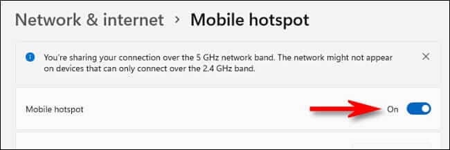 win11_mobile_hotspot_on كيفية إنشاء نقطة اتصال محمولة على نظام التشغيل Windows 11