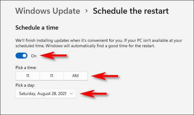 win11_schedule_restart_time كيفية جدولة إعادة تشغيل Windows Update على Windows 11