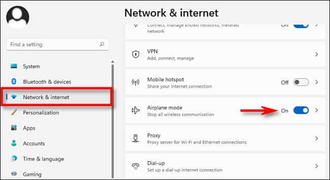 win11_settings_airplane_mode كيفية تشغيل وضع الطيران أو إيقاف تشغيله على Windows 11