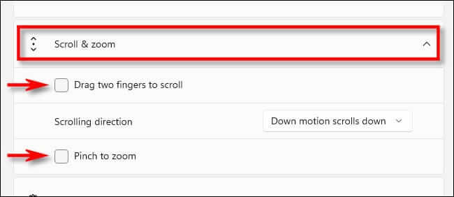 win11_two_finger_gestures كيفية إيقاف تشغيل إيماءات لوحة اللمس على Windows 11
