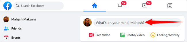 1-facebook-create-post كيفية تسجل الوصول في Facebook