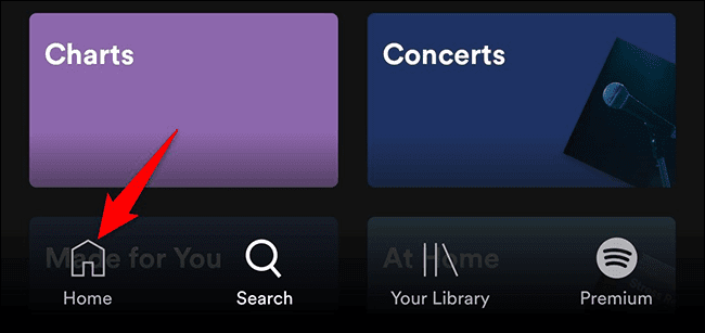 1-spotify-mobile-home كيفية تمكين جلسة خاصة في Spotify