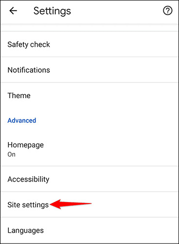 10-chrome-mobile-site-settings كيفية تمكين ملفات تعريف الارتباط في Google Chrome