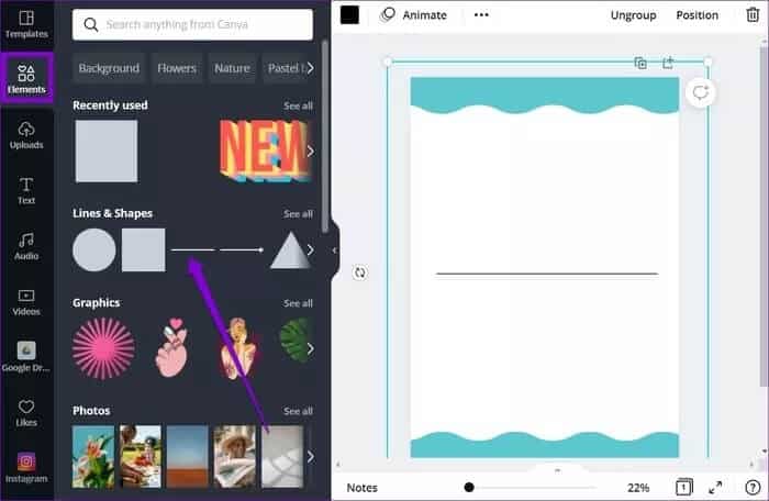 Add-Elements-to-Template-in-Canva_935adec67b324b146ff212ec4c69054f كيفية إنشاء الجداول وتخصيصها في Canva