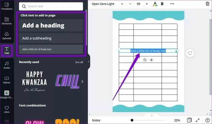 Add-Text-to-Table-in-Canva_935adec67b324b146ff212ec4c69054f كيفية إنشاء الجداول وتخصيصها في Canva