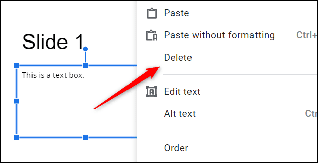 Click-Delete-from-the-context-menu.-1 كيفية حذف مربع نص في Google Slides