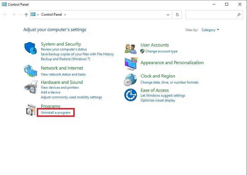 Click-Programs-Features-to-open-Uninstall-or-change-a-program-window-1 إصلاح الاستخدام العالي لـ CPU لعملية خدمة مضيف DISM
