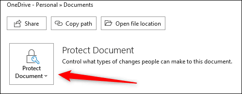Click-Protect-Document-in-the-Info-section. كيفية إضافة (أو إزالة) توقيع رقمي في ملفات Microsoft Office