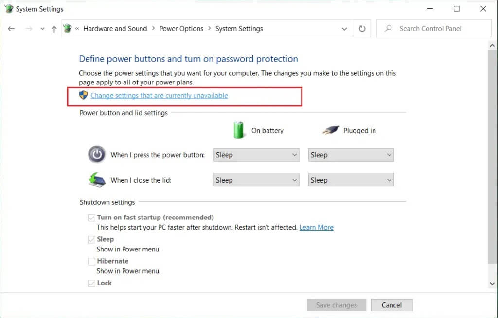 Click-on-Change-settings-that-are-currently-unavailable-1024x655-1 إصلاح جهاز USB غير معروف في Windows 10