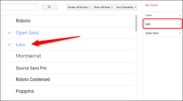 Click-the-font-to-add-it-to-your-list. كيفية البحث عن الخطوط وإضافتها وإزالتها في Google Slides
