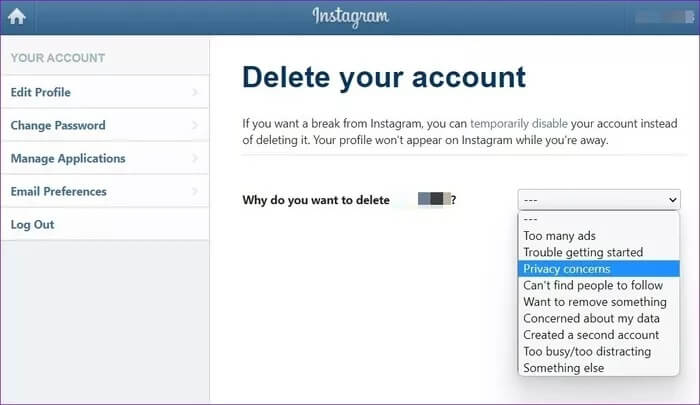 Delete-Instagram-Account_935adec67b324b146ff212ec4c69054f كيفية عرض وتنزيل وحذف بيانات Instagram الخاصة بك