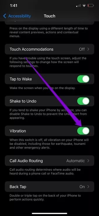 Enable-Vibration-in-Accessibility_7c4a12eb7455b3a1ce1ef1cadcf29289 أفضل 7 إصلاحات لعدم اهتزاز أجهزة iPhone