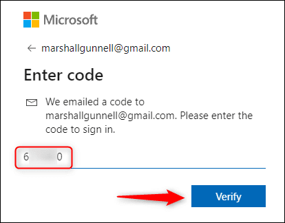 Enter-the-code-and-click-Verify. كيفية استعادة الملفات والمجلدات المحذوفة في Microsoft OneDrive