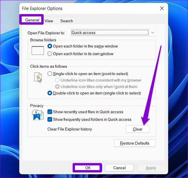 File-Explorer-Options_4d470f76dc99e18ad75087b1b8410ea9-1 أفضل 7 طرق لإصلاح عدم عمل مستكشف الملفات على Windows 11