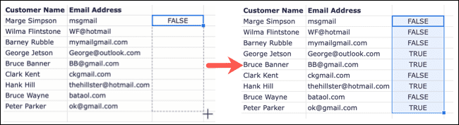 FillCopyFunction-GoogleSheetsValidEmail كيفية تقييد البيانات إلى عناوين البريد الإلكتروني في Google Sheets