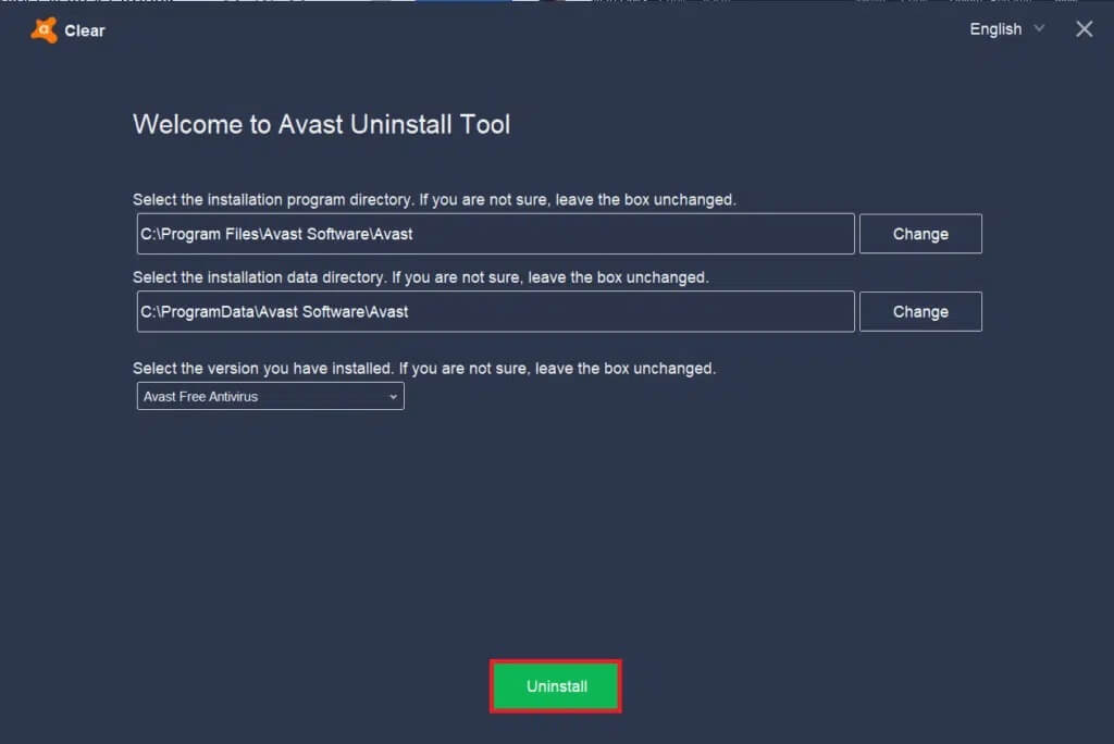 Finally-click-on-Uninstall-to-get-rid-of-Avast-and-its-associated-files كيفية إصلاح توقف تحديث Avast على Windows 10