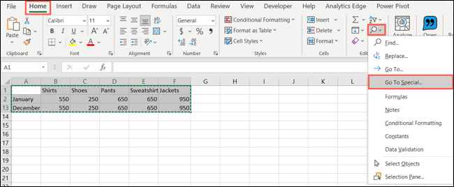 FindSelectGoToSpecial-ExcelCopyVisibleOnly كيفية نسخ ولصق الخلايا المرئية فقط في Microsoft Excel