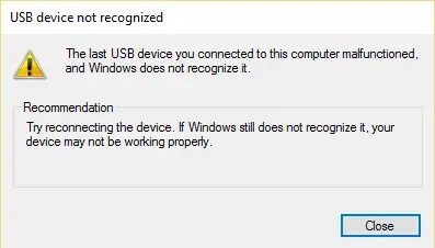 Fix-Device-Descriptor-Request-Failed إصلاح جهاز USB غير معروف في Windows 10