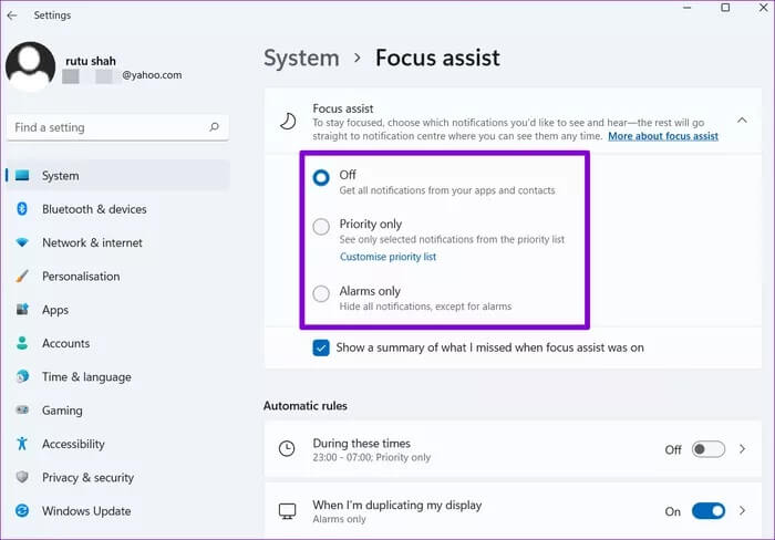 Focus-Assist-Settings_935adec67b324b146ff212ec4c69054f كيفية إدارة الإشعارات على Windows 11