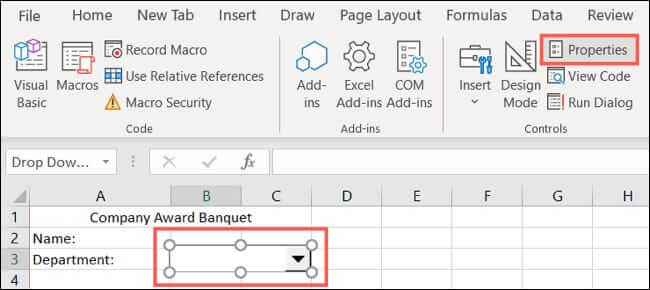 FormControlProperties-ExcelBasicForm كيفية إنشاء نموذج أساسي في Microsoft Excel