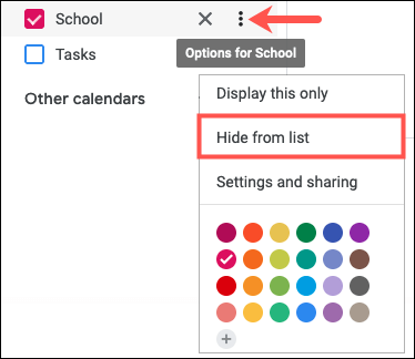 HideCalendar-GoogleCalendarNew كيفية إنشاء وتخصيص تقويم Google جديد