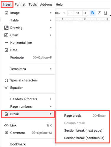 كيفية إضافة وعرض وإزالة فواصل الصفحات والمقاطع في Google Docs - %categories