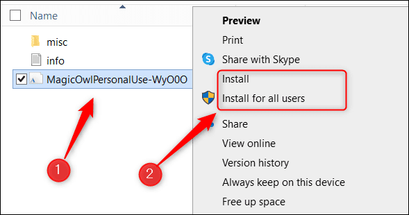 Install-the-font-in-Word-on-Windows. كيفية إضافة الخطوط في Microsoft Word