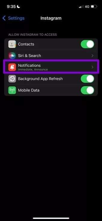 Notification-Settings-for-Instagram_7c4a12eb7455b3a1ce1ef1cadcf29289 أفضل 8 طرق لإصلاح عدم عمل الإشعارات على iPhone