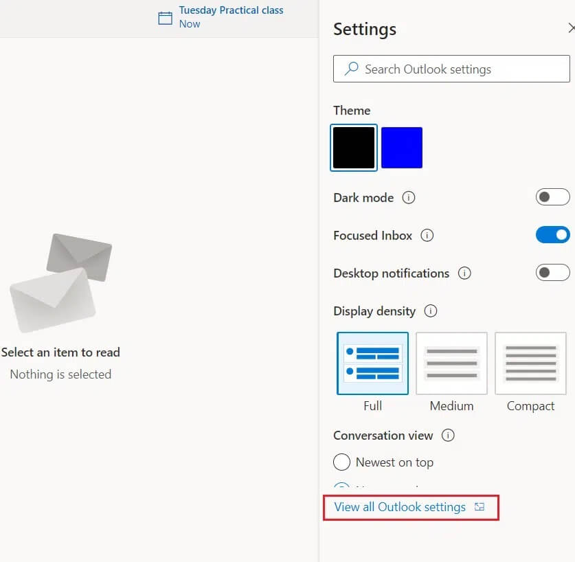 Open-OWA-client-and-go-to-view-all-settings إصلاح لا يمكن عرض المحتوى لأن عنصر تحكم S / MIME غير متاح