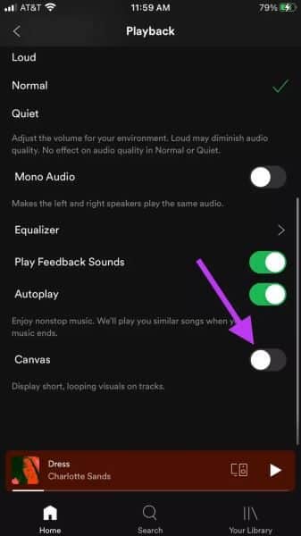 Playback-Canvas-Setting-Toggle-Off_935adec67b324b146ff212ec4c69054f كيفية الحفاظ على بيانات الجوال أثناء استخدام Spotify