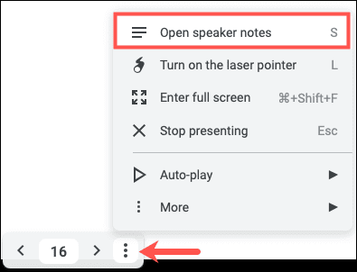 PresentOpenSpeakerNotes-GoogleSlidesSpeakerNotes كيفية استخدام ملاحظات المتحدث في Google Slides