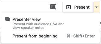 PresentSlideshow-GoogleSlidesSpeakerNotes كيفية استخدام ملاحظات المتحدث في Google Slides
