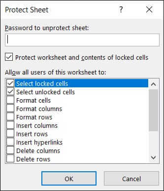 ProtectSheet-ExcelBasicForm كيفية إنشاء نموذج أساسي في Microsoft Excel