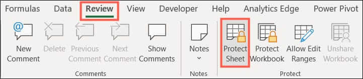 ReviewProtectSheet-ExcelBasicForm كيفية إنشاء نموذج أساسي في Microsoft Excel