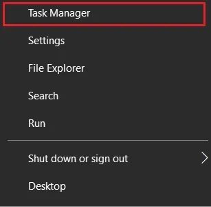 Right-click-on-start-menu-and-then-click-on-Task-manager كيفية إصلاح ارتفاع استخدام وحدة المعالجة المركزية CPU بسبب hkcmd