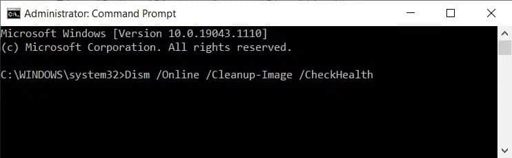 Run-DISM-checkhealth-command 8 حلول لمشكلة عدم اكتمال تنصيب Windows 10