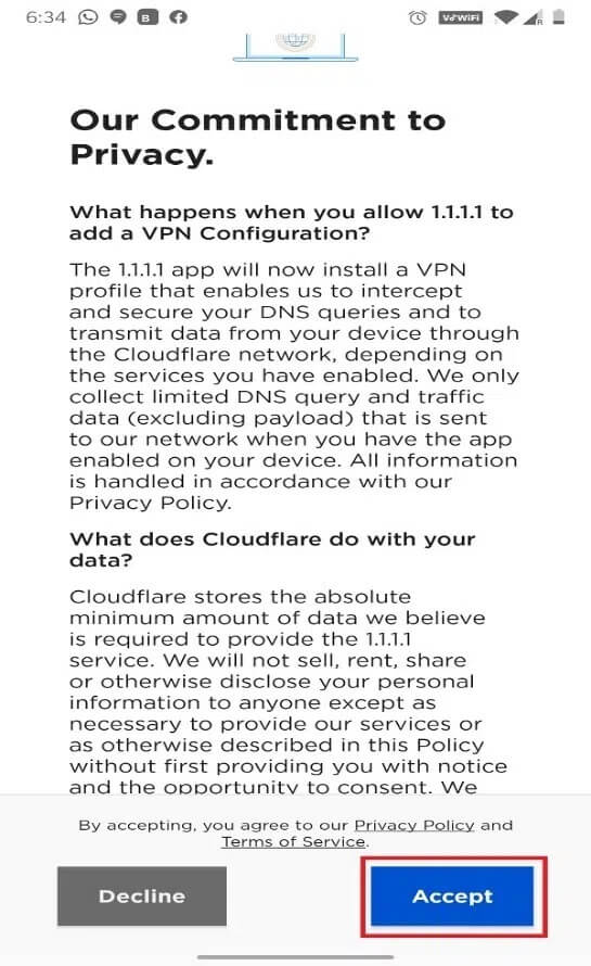 See-‘our-commitment-to-privacy-for-security-reasons.-Tap-on-Agree كيفية الوصول إلى المواقع المحظورة على Android