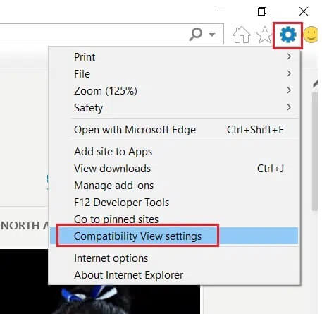 Select-Compatibility-and-Settings-in-Internet-Explorer إصلاح لا يمكن عرض المحتوى لأن عنصر تحكم S / MIME غير متاح