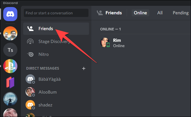 Select-Friends-from-the-column-in-discord كيفية حظر أو إلغاء حظر الأشخاص على Discord