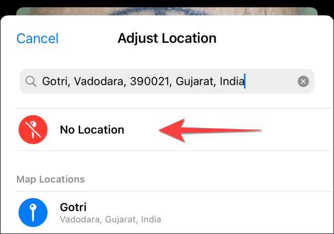 Select no location to remove details from phoot - كيفية حذف تفاصيل الموقع من الصور على iPhone و iPad