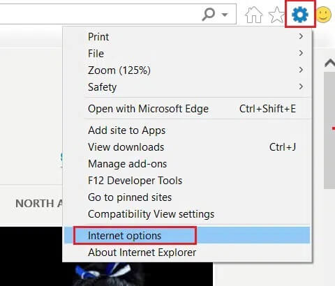 Select-the-cog-icon-and-the-choose-Internet-Options-in-Internet-Explorer إصلاح لا يمكن عرض المحتوى لأن عنصر تحكم S / MIME غير متاح