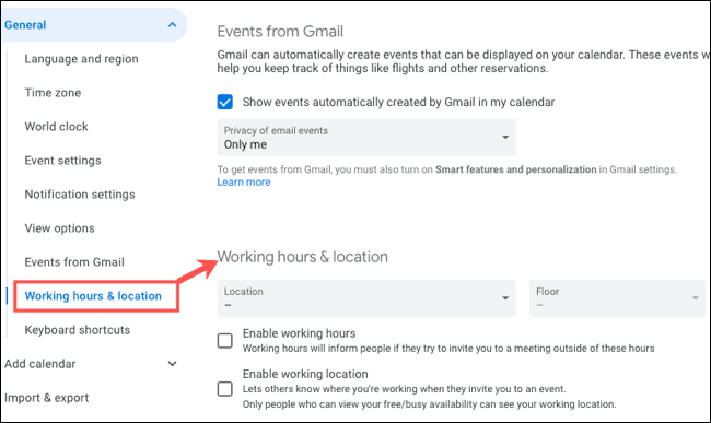 كيفية إظهار ساعات العمل والموقع الخاص بك في Google Calendar - %categories