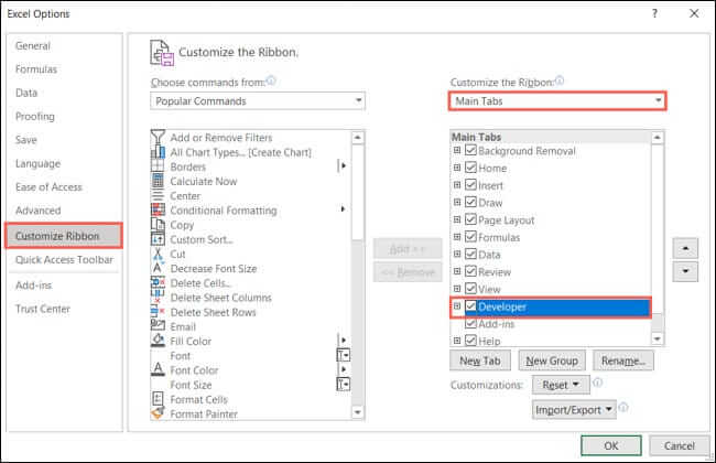ShowRibbonDeveloperTab-ExcelBasicForm كيفية إنشاء نموذج أساسي في Microsoft Excel