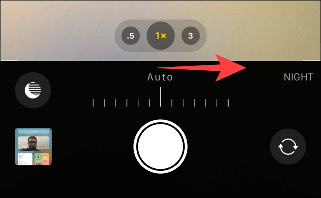 Slide-Left-to-Turn-off-Auto-Night-Mode كيفية تعطيل الوضع الليلي التلقائي على كاميرا iPhone