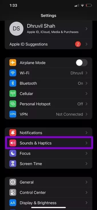 Sound-and-Haptics_7c4a12eb7455b3a1ce1ef1cadcf29289 أفضل 7 إصلاحات لعدم اهتزاز أجهزة iPhone