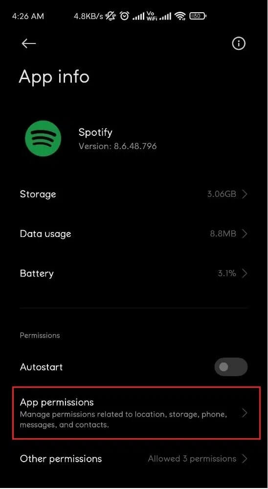 Tap-on-the-App-permissions-option-and-Allow-required-permissions إصلاح عدم فتح Spotify على Windows 10
