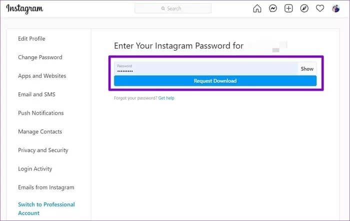 Verify-Instagram-Password_935adec67b324b146ff212ec4c69054f كيفية عرض وتنزيل وحذف بيانات Instagram الخاصة بك