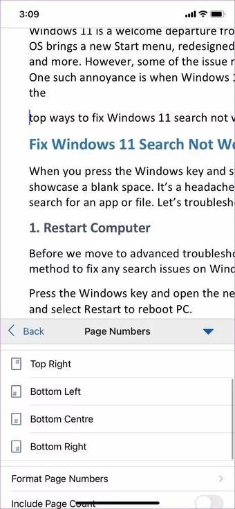 add-page-numbers-in-word-mobile_7c4a12eb7455b3a1ce1ef1cadcf29289 كيفية إضافة أرقام الصفحات في Microsoft Word