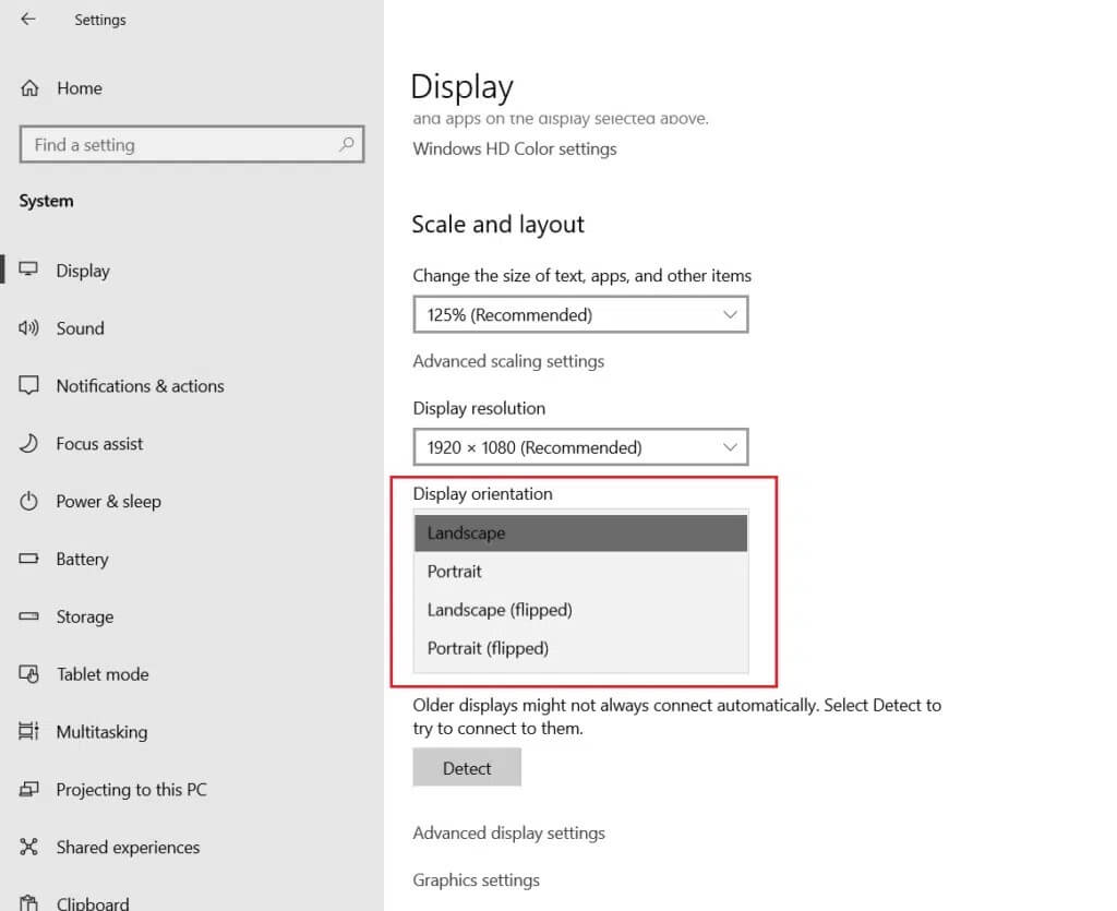 change-display-orientation-scale-and-layout-section-in-System-Settings-1024x835-1 كيفية إعداد 3 شاشات على جهاز كمبيوتر محمول