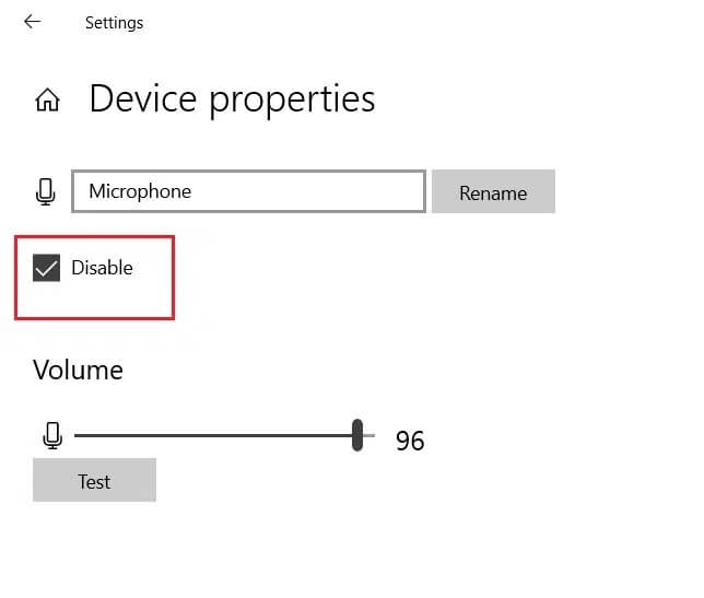 check-Disable-option-in-Microphone-Device-Properties كيفية كتم صوت الميكروفون في نظام التشغيل Windows 10